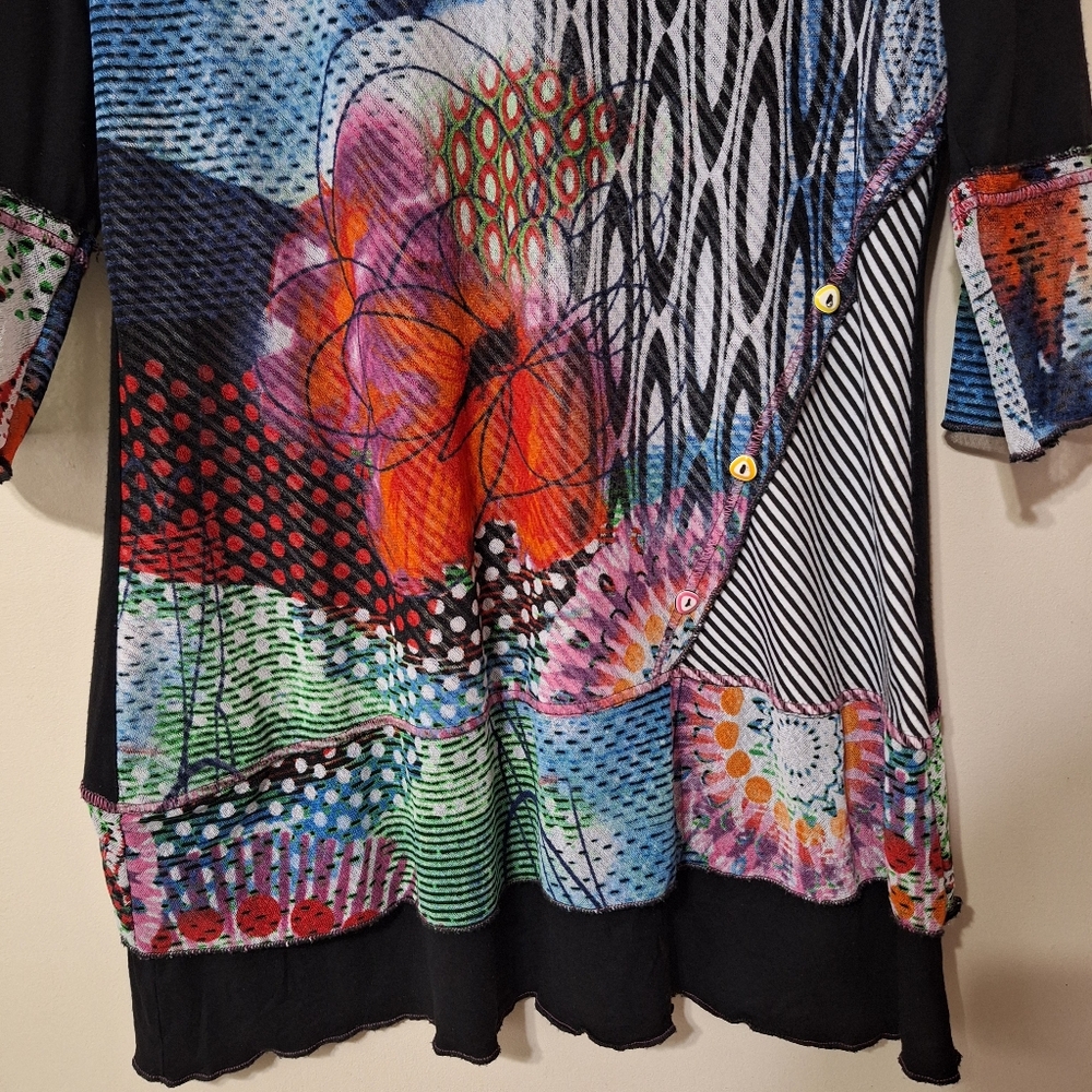 Papa Vancouver Patchwork Abstract Tunic Top Size S - Picture 3 of 9